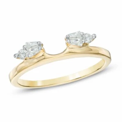 1/5ct Baguette and Round Diamond Solitaire Enhancer Ring in 10K Gold - Image 1 of 2