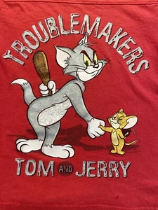 Tom & Jerry Throwback Troublemakers Kids XS Red Short Sleeve Crew Neck - Picture 1 of 8