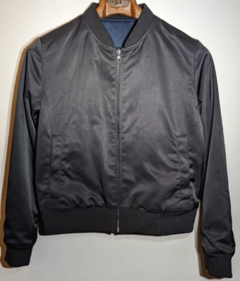 Theory Brant WR 2 Luxe Sheen Reversible Black Blue Full Zip Jacket Size Medium - Image 1 of 4