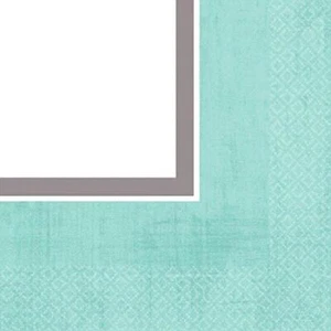 Turquoise Border Solid Color Garden Wedding Party Paper Beverage Napkins - Picture 1 of 1