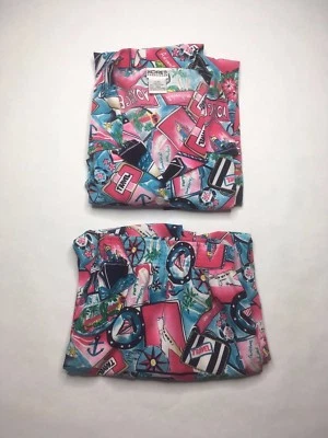 Koret Francisca Womens Travel Pattern Shirt and Shorts 18W Blue Pink F - Image 1 of 4