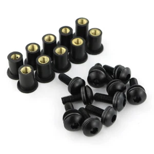 Fit For Kawasaki Ninja 900/1000/ ZX 6R 7R 9R 10R 12R 14R Windshield Bolts Black - Picture 1 of 9