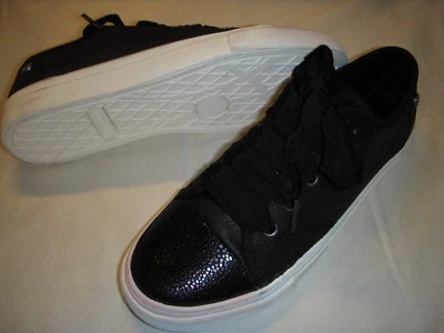 Isaac Mizrahi Live Lounge1 SOHO Leather Sneakers Womens Shoes 5 M Black + - Image 1 of 3