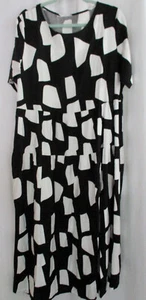Plus Sz 2X Muu Muu Duster Lounge Dress-Black & White Geometric NWOT - Picture 1 of 3