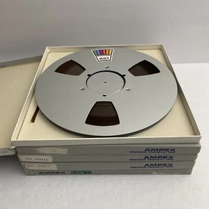 Lot of 5 AMPEX 631 Metal 10.5” Take Up Reels W/ 1/4 Tape - AS IS - READ! - Picture 1 of 8