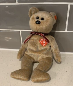 Ty Beanie Baby 1999 SIGNATURE BEAR Plush Brown Bear with Red Heart on Chest NWOT - Picture 1 of 4