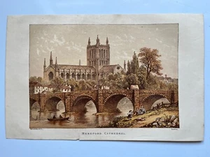 Hereford Cathedral early chromolithograph 1872 Kronheim and Co. - Picture 1 of 3