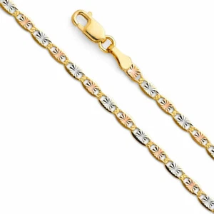 Collana catena Valentino oro massiccio 14 kt tricolore 2,1 mm Cadena Tres Oro Solido - Foto 1 di 1