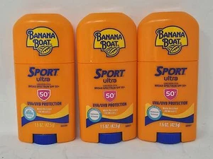 BANANA BOAT SPORT ULTRA SUNSCREEN STICK SPF 50+ 1.5 OZ (uncarded 3 PACK) Exp8/26 - Picture 1 of 3
