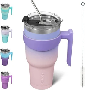 40oz Insulated Tumbler w/Handle & Straw Lid, Stainless Steel Mug, Pastel Sunset - Picture 1 of 4