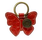 Coach Embossed Sig C Red Patent Leather Butterfly Keyring Key Chain Bag Charm
