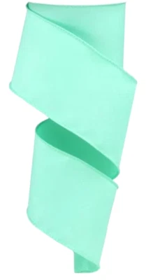 Turquoise Green/Blue 2.5" x 2 yds Solid Wired Ribbon Pastel  Spring Christmas - Image 1 of 2