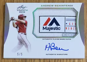 Andrew BENINTENDI🔥2015 Leaf Trinity Majestic Patch Auto #PA-AB2 5/5 NM Red Sox - Picture 1 of 2