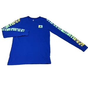 Adidas Long Sleeve Youth Boys XL 18-20 Cotton Shirt Blue Regular Fit - Picture 1 of 9
