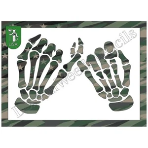 7"x10" Clear Plastic Stencil - Skeleton Hands Pinky Swear (SCA184) (.007") - Picture 1 of 2
