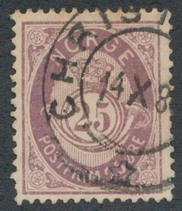 NORWAY 45 USED, LIGHT CANCEL, 25 ORE DULL VIOLET - Picture 1 of 1