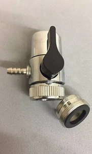 Chrome Faucet RO Diverter Valve 1/4" Barb + Male & Female Faucet Adapter Ring AB - Picture 1 of 5