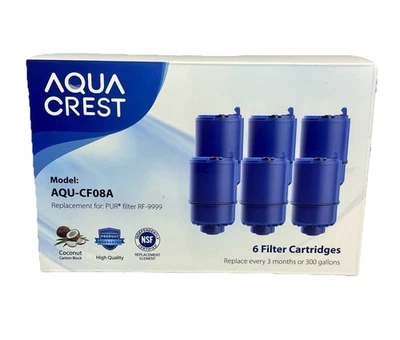 AQUA CREST Water Filter Replacement for RF-9999® Faucet, NSF Certified, 6 Pack - Image 1 of 4