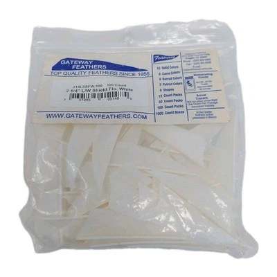 100 Pack Gateway Feathers 2.25" Left Wing: Shield Fluorescent White 214LSSFW-100 - Image 1 of 4