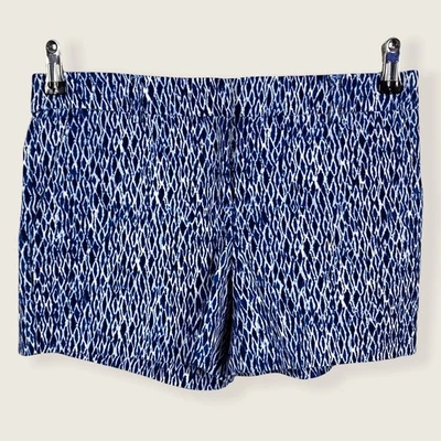 Shorts casuales con estampado de diamantes blancos y azul Kenar talla 2 Sarga de algodón 3.5" de entrepierna Foto 1 de 4