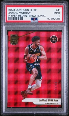 2023 Donruss Elite Jamal Murray Hyper Red International #'d 83/88 PSA 9 Pop 1,1^ - Image 1 of 4