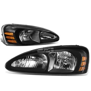 Fit 2004-2008 Pontiac Grand Prix Pair Black Housing Amber Side Headlight/Lamp - Picture 1 of 5