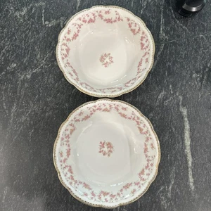 Pair!! Vintage Schumann Original Bridal Rose Bavaria Germany Scalloped Bowl - Picture 1 of 12