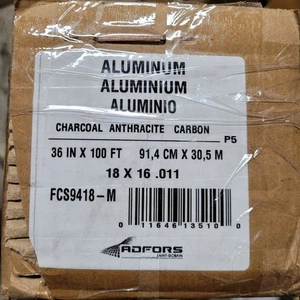  FCS9418-M 36" X 100' Carbón Aluminio Porche Paño Lanai Pantalla Cribado Paño - Imagen 1 de 3