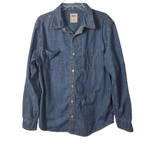 Levi Denim Button Down Shirt Unisex Rodeo Cotton Red Tab 90s Western Cowboy L - Picture 1 of 11
