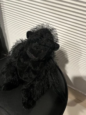 Black Gorilla Fuzzy Hairy HM040 Ganz Webkinz Stuffed Plush 8" Lovey Toy No code - Image 1 of 4