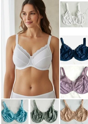 MARKS AND SPENCER Reggiseno donna Ex Marks Minimiser non imbottito coppa intera ferretto bianco navy nudo F-H