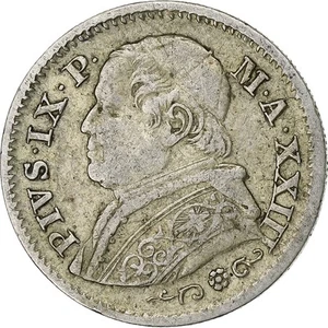 [#1116280] ITALIAN STATES, PAPAL STATES, Pius IX, 10 Soldi, 1868 XXIII, Rome, VF - Picture 1 of 2