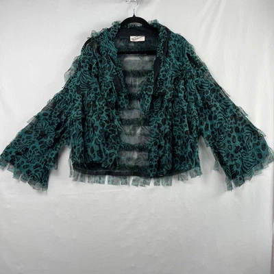 Chaqueta abierta Sterling Styles para mujer talla única cárdigan artístico estampado animal verde Foto 1 de 4