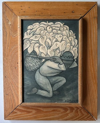 Vintage 60s Diego Rivera "El Vendedora De Alcatraces" (Reprint) in Rustic Frame - Image 1 of 4