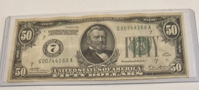 1928 $50 Federal Reserve Note Redeemable in Gold Circulated - Image 1 of 2