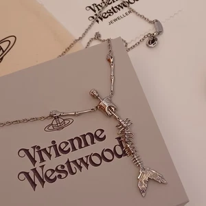Vivienne Westwood Halskette - Meerjungfrau Skelett versilbert - kleine Größe - Bild 1 von 8