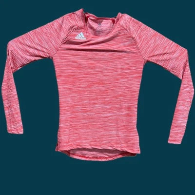 Pulôver esportivo feminino Adidas manga longa camisa Hilo tamanho 2XS rosa leve - Imagem 1 de 4
