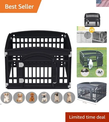 Parque infantil de plástico pesado para perros - 4 paneles, cerca plegable interior y exterior para cachorros Foto 1 de 4