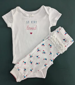 2 Pc Size: 3-6 Months White "So Very Loved" One-Piece Top & Juicy Couture Pants - Picture 1 of 11