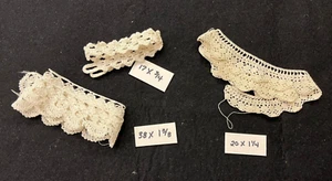 Lot of 3 Vintage Beige Cotton Crocheted Trims - Picture 1 of 4