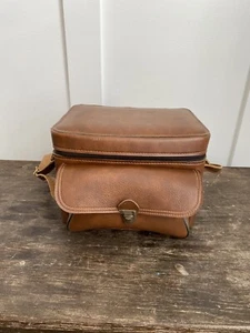 Vintage Brown Leather USA #202 Camera Compartment Case Bag Nikon Cannon Yashica - Picture 1 of 13