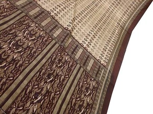 Om Vintage Indian Sari Art Silk Floral Print Brown Saree Fabric 5Yard ZA11965 - Imagen 1 de 12