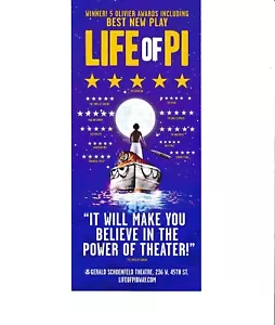 Pieza publicitaria promocional Life of Pi de 4"" x 9"" obra de Broadway - Imagen 1 de 2