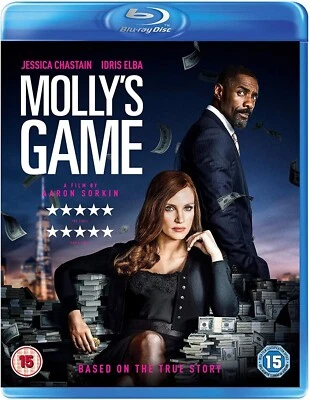 MOLLY'S GAME BLU-RAY Aaron Sorkin Jessica Chastain Idris Elba Movie Film New R2 - Image 1 of 2