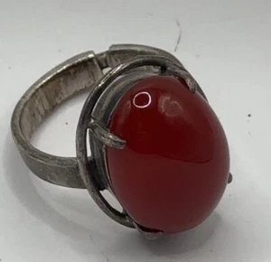 Anello in argento sterling con pietra preziosa in onice rossa misura 5,5 - J42 - Foto 1 di 4