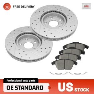 Front Drilled Rotors Brake Pads for Ford Fusion 2013-2020 Lincoln MKZ 2013-2016 - Picture 1 of 10