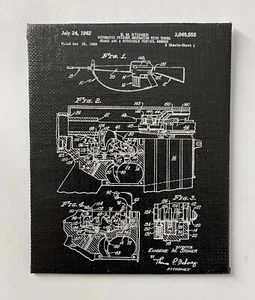 Canvas Collection AR-15 Automatic Trigger Mechanism Original Patent Laser Art - Picture 1 of 2