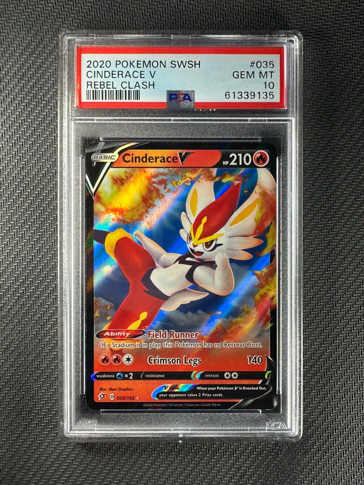 Pokemon Card PSA 10 Gem Mint Cinderace V Rebel Clash 2020 Holo 035/192