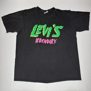 VTG 80s 90s Levis Legendary Graffiti Single Stitch Black T Shirt XL Graphic Tee - Picture 1 of 18