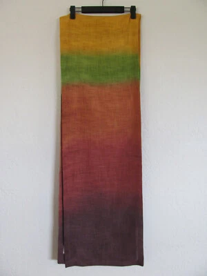 Crate & Barrel Handpainted Stripe Table Runner-India-Cotton-Multicolor-14" x 90" - Image 1 of 4